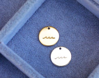 12.7mm waves pendant, waves necklace pendant, waves charm, bulk wholesale, waves disc pendant, CH148