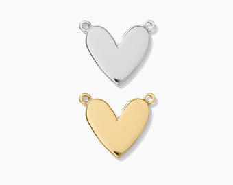 Plain heart connector for necklace, sterling silver, gold plated, bulk connectors, necklace connector charm, permanent jewelry, CN138