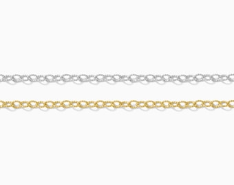 2.2mm flat patterned cable chain, 14k gold filled, sterling silver, bulk cable chain, permanent jewelry chain, spooled chain, S223, G223