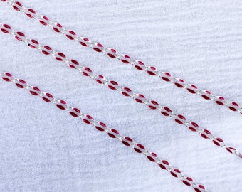 Maroon enamel chain, silver plated, colored chain, footage chain, unfinished chain, chain by the foot, permanent jewelry bulk enamel, SP118
