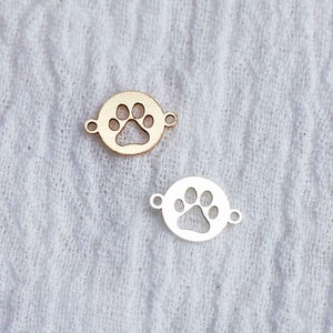 Paw print gold filled connector charm, paw print sterling silver connector, permanent jewelry connectors, CN186