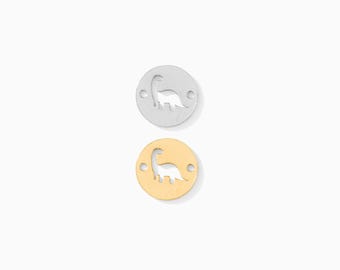 Dinosaur Connector Charm, 7.92mm sterling silver, 14k gold filled, round connector, permanent jewelry, bulk wholesale connector, CN377
