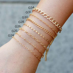 14k gold filled footage chain, wholesale bulk chain for permanent jewelry supplies, paperclip chain, dapped bar chain, satellite chain image 4