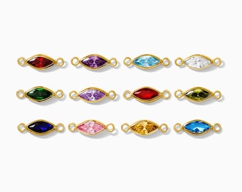 Marquise Bezel Birthstone Connector, wholesale connector, bulk birthstone connectors, permanent jewelry, gold filled, CN306