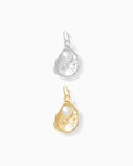 Oyster with freshwater pearl charm, .925 sterling oyster pendant, 18k gold plated oyster pendant with freshwater pearl, CH67