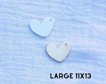 Heart blank with one hole, 11X13mm, 20 gauge, stamping blank, engraving blank, permanent jewelry charms, gold filled charms, B28