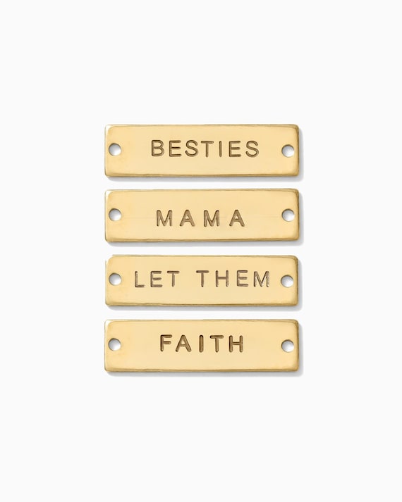 Custom hand stamped bar connector, gold filled, rose gold filled, sterling silver, bulk permanent jewelry connectors, CN89