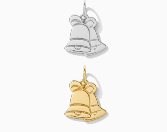 Jingle bells charm, .925 sterling silver bells pendant, 18k gold plated bells pendant, Christmas theme charms, holiday charms, CH43