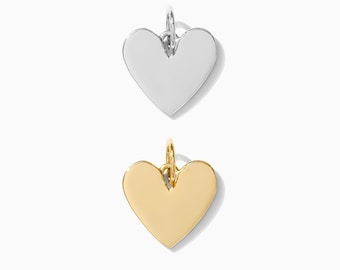 Plain heart pendant, .925 sterling silver heart pendant, 18k gold plated brass heart pendant, gold heart charm, silver heart charm, CH36