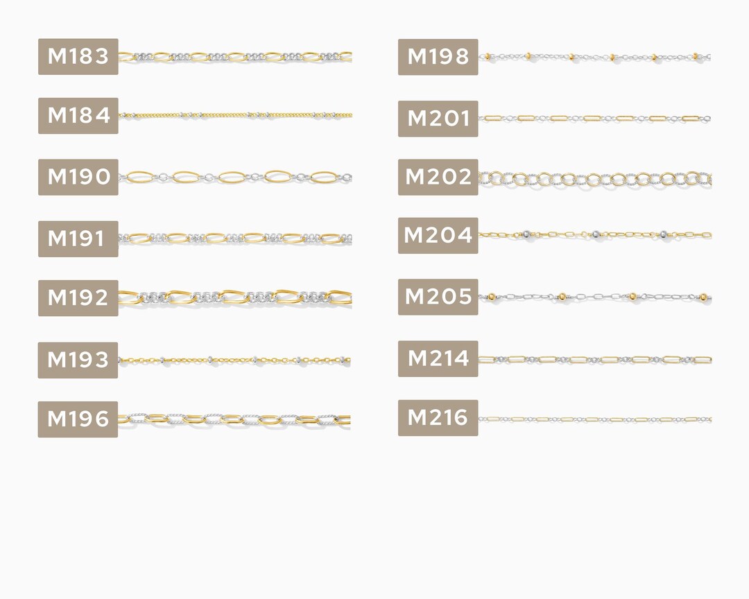2 Inch Chain Sample, Mixed Metal 14k Gold Filled With Sterling Silver ...