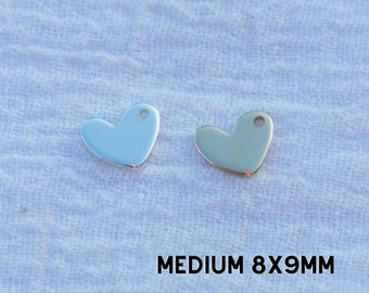 Heart blank with one hole, 8x9mm, 20 gauge, stamping blank, engraving blank, permanent jewelry charms, gold filled charms, B25