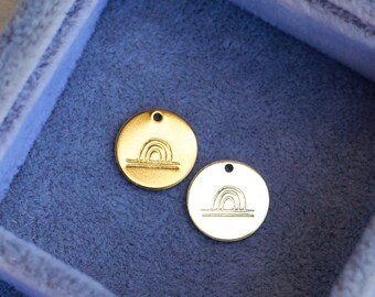 12.7mm rainbow pendant, rainbow necklace pendant, rainbow charm bulk wholesale, rainbow disc pendant, CH147