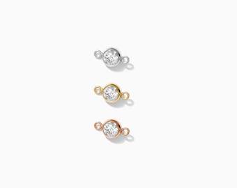 4mm CZ Connector, 14k gold filled, 14k rose gold filled, sterling silver gemstone connectors, cubic zirconia bezel, permanent jewelry, CN04