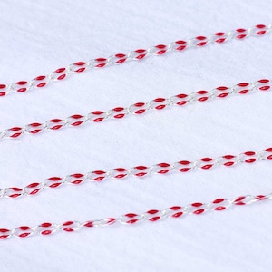 Cranberry enamel chain, silver plated, footage chain, unfinished chain, chain by the foot, permanent jewelry bulk enamel chain, SP121