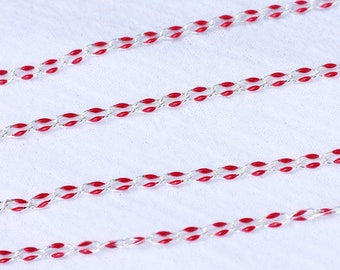 Cranberry enamel chain, silver plated, footage chain, unfinished chain, chain by the foot, permanent jewelry bulk enamel chain, SP121