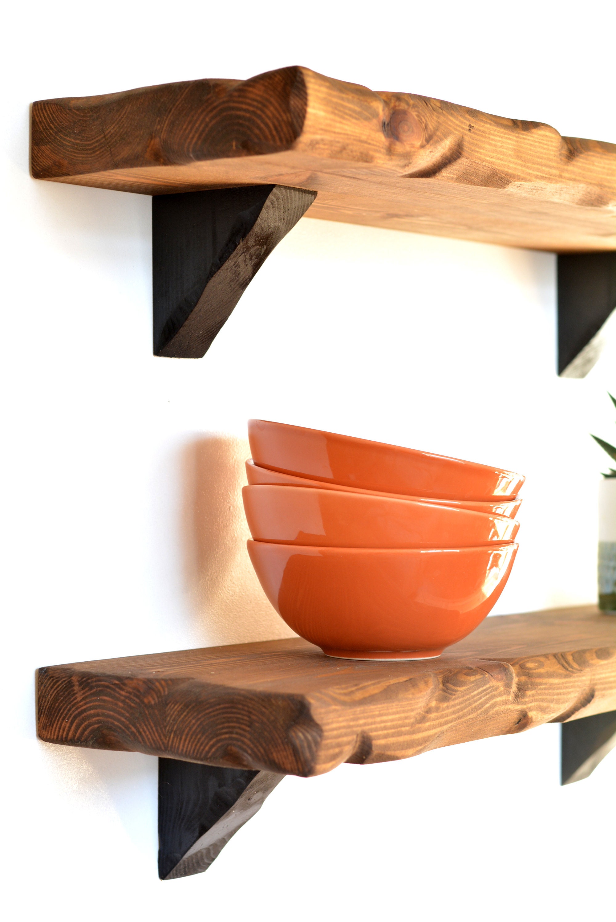 Set of 2 Floating Shelves Dark Oak Rustic Handcrafted Shelf Etsy