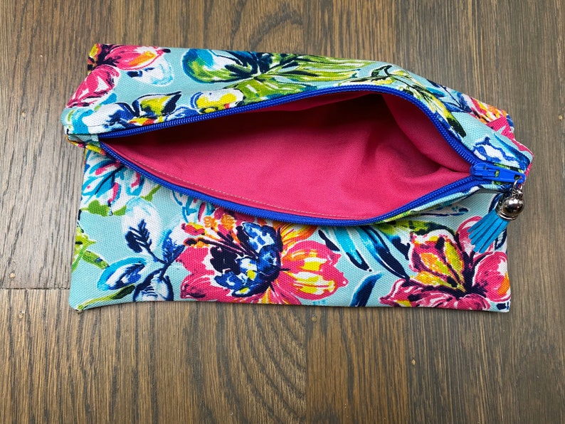 Floral Cosmetic Bag // Floral Zipper Bag // Tropical Make Up | Etsy