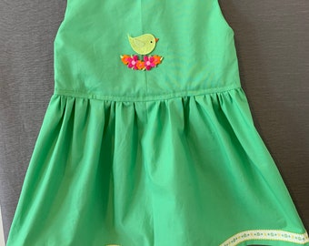 Girls size 5 sundress with bird applique