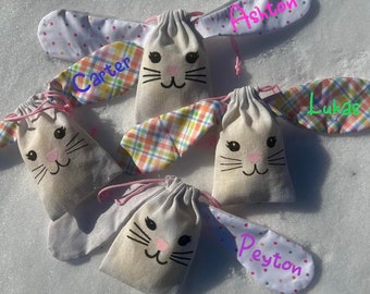 Easter Gift for Kids / Personalized Easter Treat Bags / Easter Basket Stuffers / Bunny Gift Bags, Easter Party Favors / Kids Easter Gifts