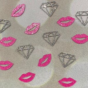 Bachelorette Party Supplies / Lips Confetti / Bachelorette Confetti / Diamonds Confetti