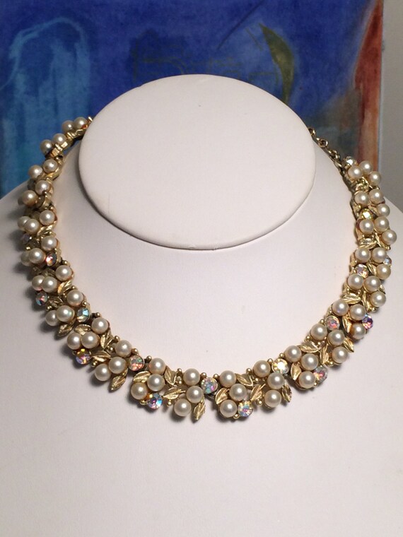 Pearl & Aurora Borealis Crystal Choker