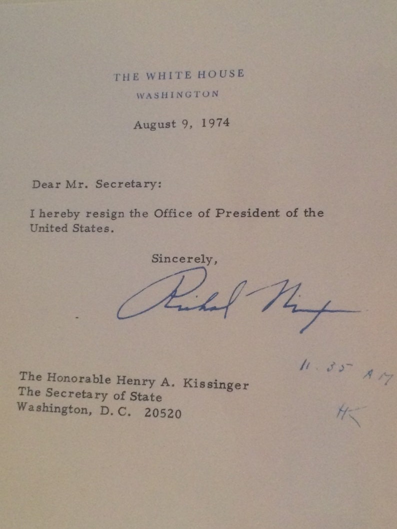 Richard Nixon Resignation Letter 1974 | Etsy