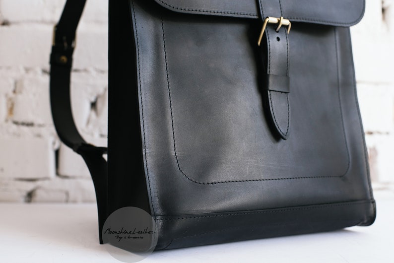 HIPSTER backpack BLACK leather backpack Women backpack Vintage backpack Men backpack Minimalist backpack Backpack purse Leather backpack man