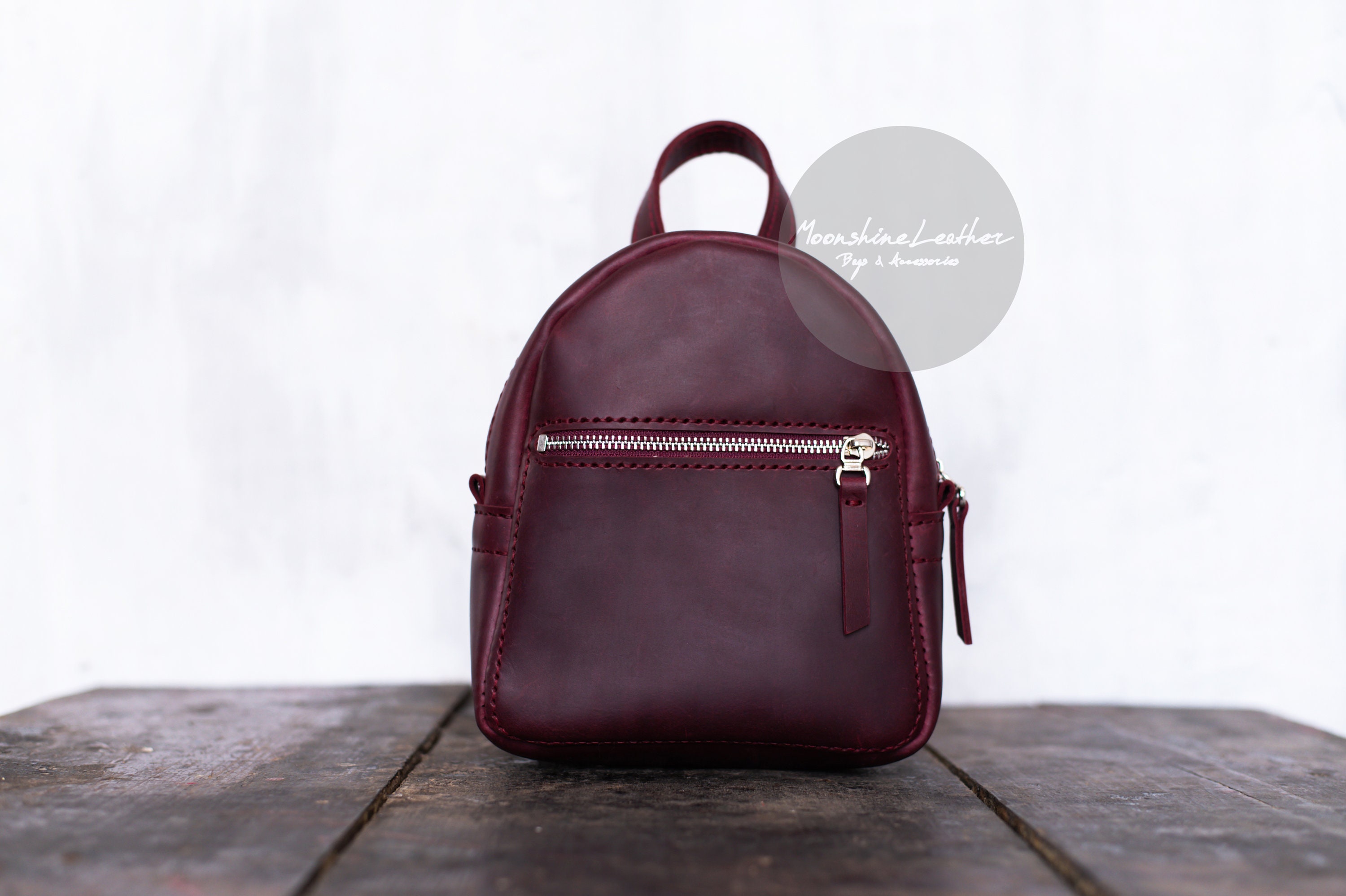 small leather backpack purse