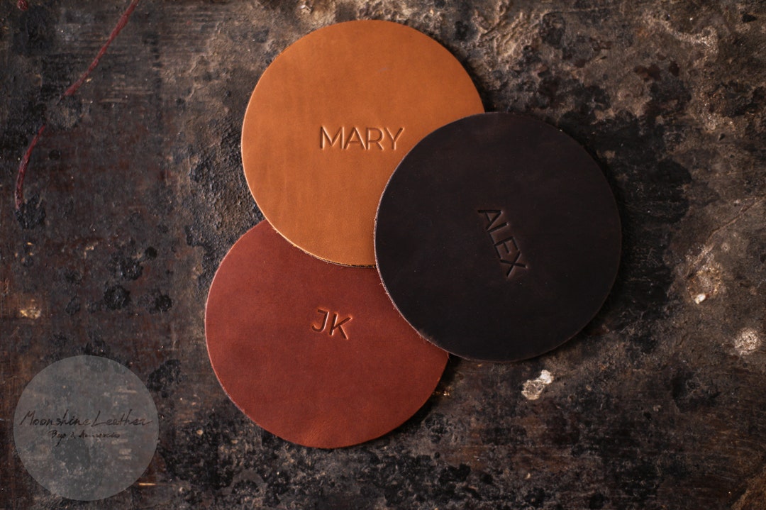 PERSONALIZED LEATHER COASTER Custom Leather Coaster Drink Etsy
