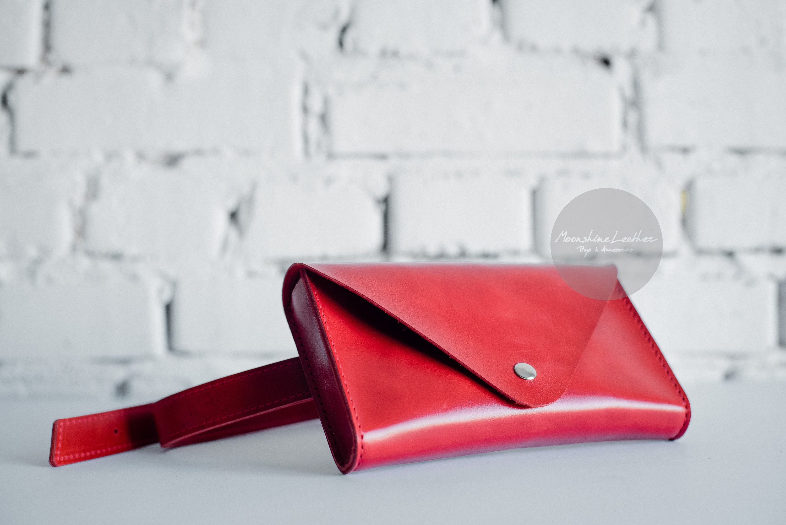 Red ENVELOPE Bag Womens Waist Bag Bum Bag Small Leather Bag Etsy