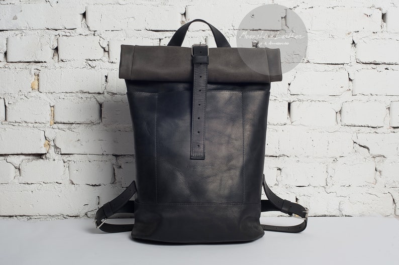 ROLL TOP Leather Backpack Hipster Backpack Mens Backpack - Etsy