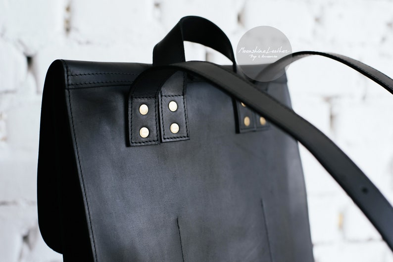 HIPSTER backpack BLACK leather backpack Women backpack Vintage backpack Men backpack Minimalist backpack Backpack purse Leather backpack man