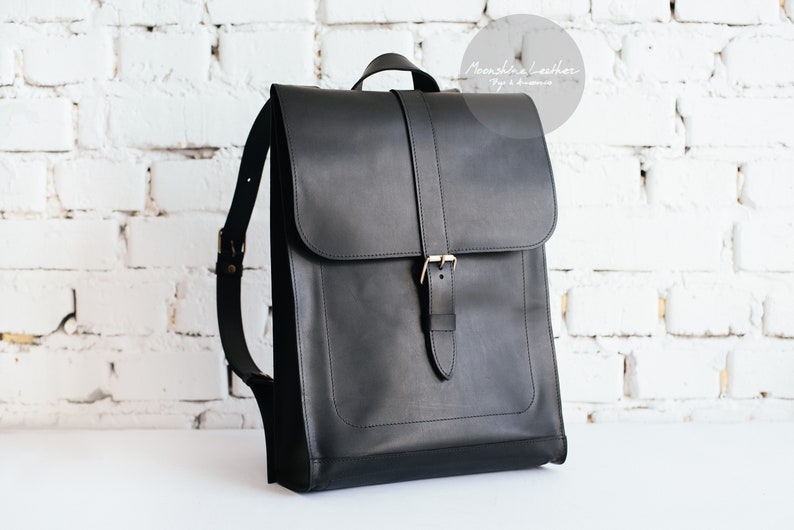 HIPSTER backpack BLACK leather backpack Women backpack Vintage backpack Men backpack Minimalist backpack Backpack purse Leather backpack man