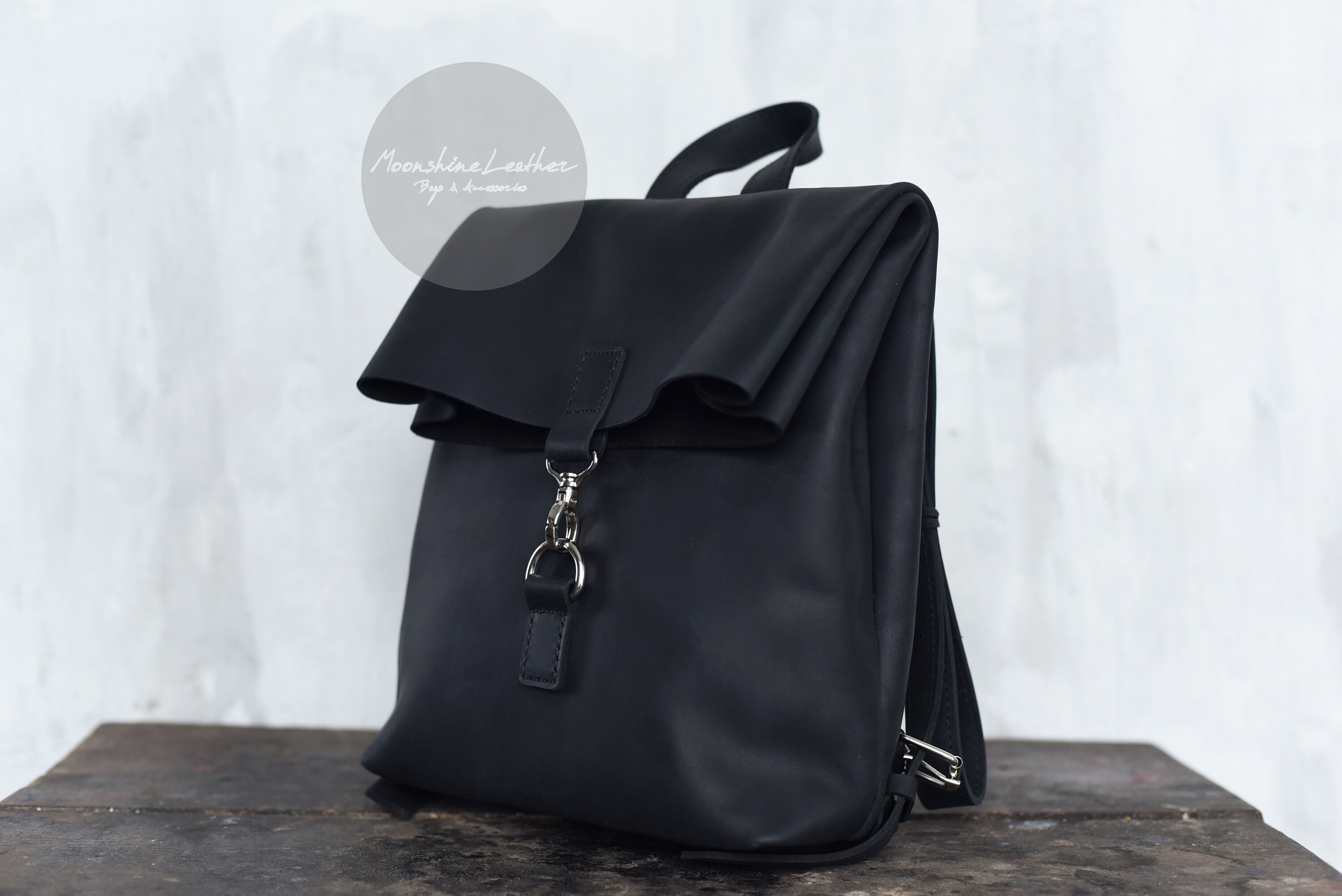 black backpack leather womens