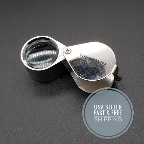 40x Full Metal Jewelry Loop Magnifier, Pocket Jewelers Eye Loupe, Best Magnifying Glass Folding LED/UV Illuminated Magnifiers for Rocks,Coins, Stamps