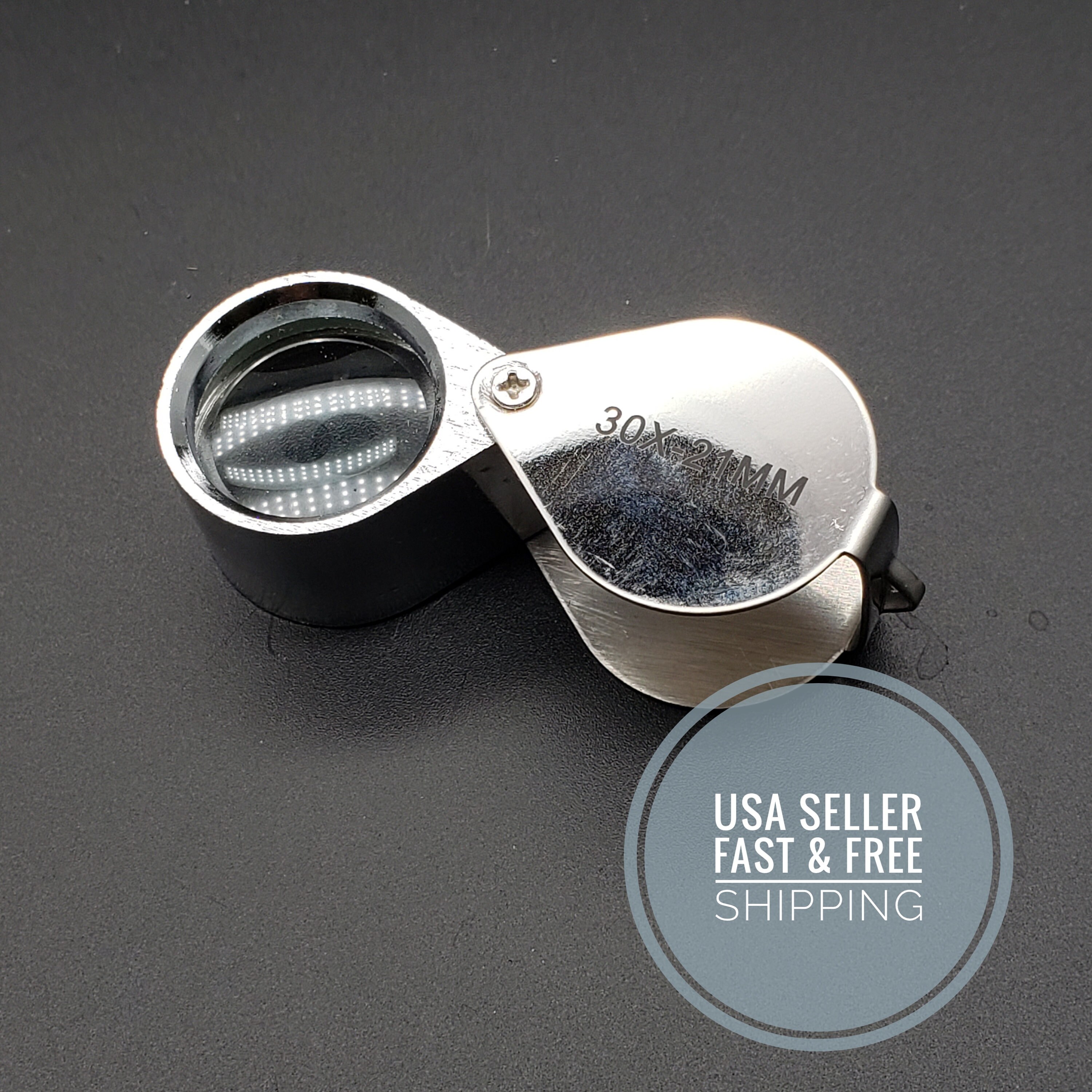 Silver Tone Diamond Cut Eye Loupe For Jewelers 10x Magnification Power 