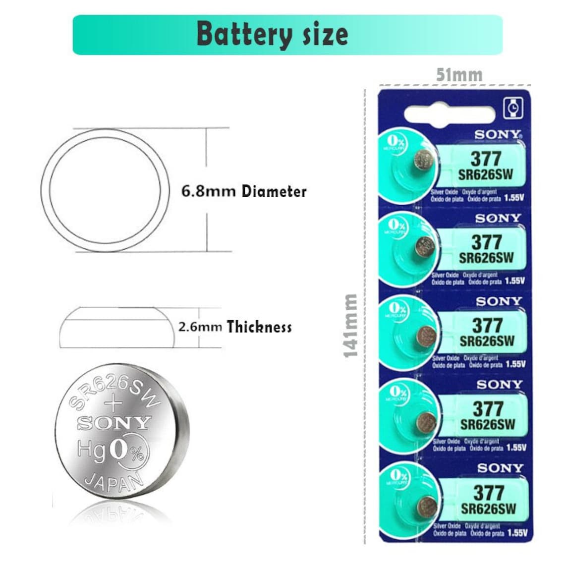 SONY 377 SR626SW SR66 V377 Watch Battery JAPAN USA Seller Etsy