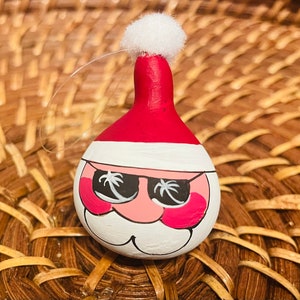 Hand painted miniature Santa gourd ornamentPersonalized mini Ornament from HawaiiRustic Christmas OrnamentSANTA ornament image 3