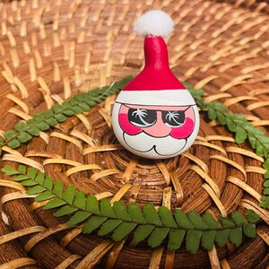 Hand painted miniature Santa gourd ornamentPersonalized mini Ornament from HawaiiRustic Christmas OrnamentSANTA ornament image 4