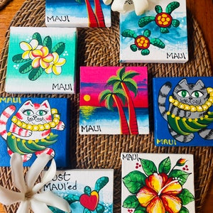 Hand Painted Mini Canvas Magnet: Personalized Fridge Decor (3x3 inches)