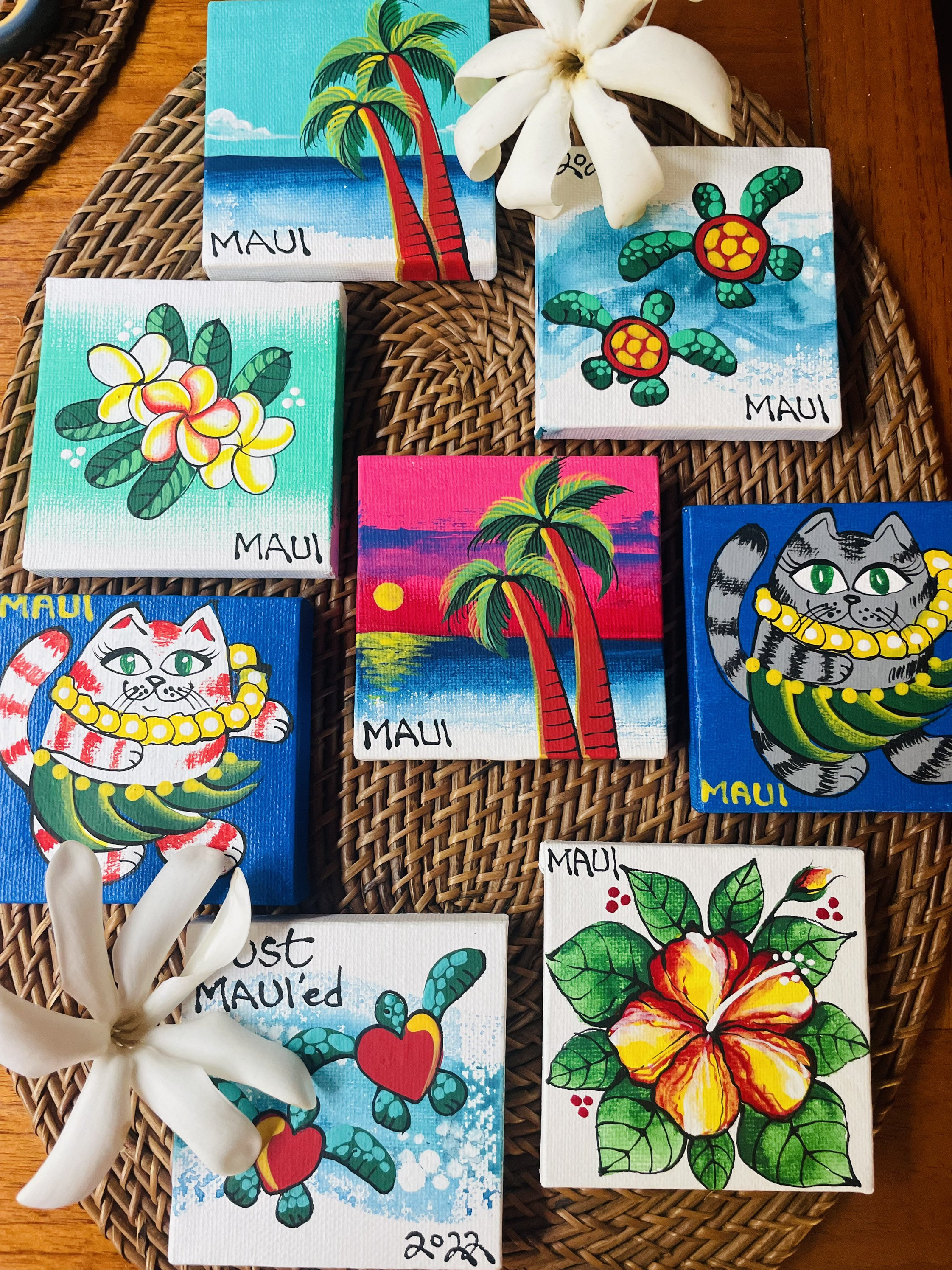 Hand Painted Mini Canvas Magnet: Personalized Fridge Decor (3x3
