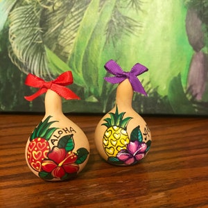 Set of 3 miniature Hand painted Gourd Christmas ornamentsHawaiian Christmas ornamentsPersonalized ornamentsRustic ornamentsHoliday Gift image 7