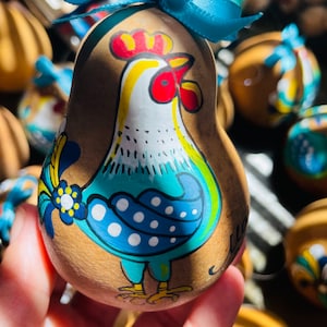 Hand painted Rooster Ornament•MAUI Rooster•Christmas ornament•Handmade Gourd Ornament•Rooster Art•Rustic Ornament•Made in MAUI
