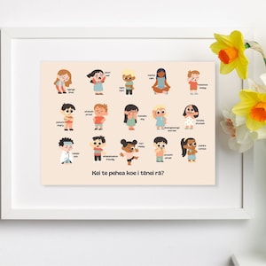 Te Reo Māori Emotions Poster, PRINTABLE Wall Art, DIGITAL DOWNLOAD