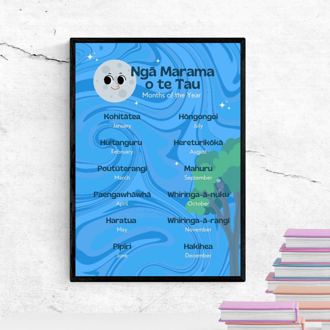 Te Reo Māori Months of the Year Poster, PRINTABLE Wall Art, DIGITAL ...
