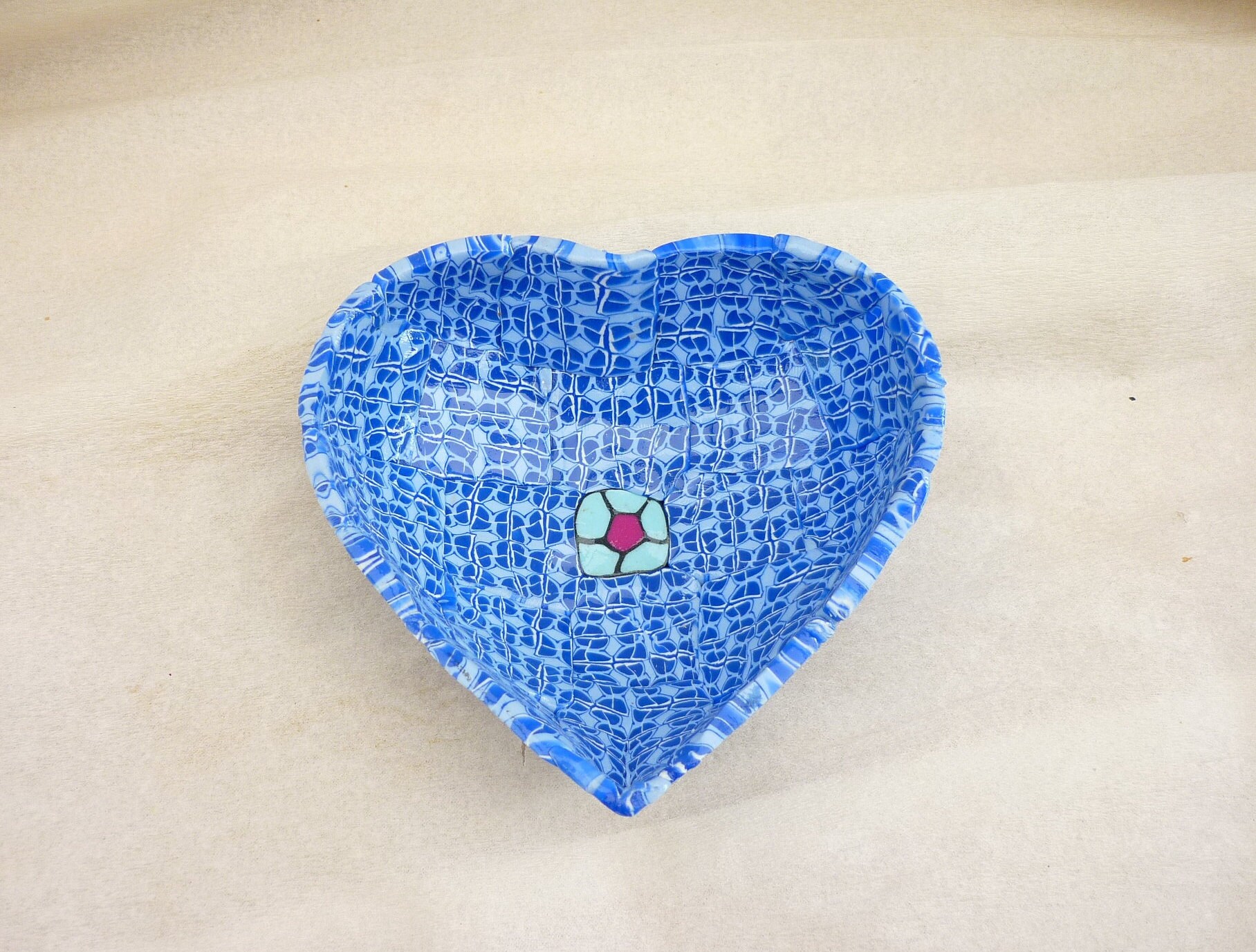 Vide Poches, Coupelle Décorative, Faite Main en Polymère , Bleu Clair