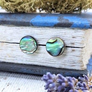 Abalone Shell Stud Earrings: Hypoallergenic Sterling Silver or Stainless Steel Jewellery