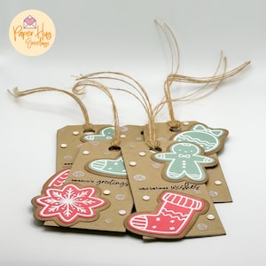 Handmade Christmas Gift Tags Set of 5 | Holiday Tags with Festive Christmas Cookie Die Cuts | Perfect for Christmas Wrapping & Gifting