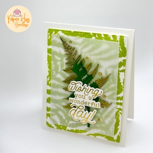 Wishing You a Wonderful Day Gender Neutral Gold Embossed Fern Handmade Greeting Card, Fern Greeting Card, Fern Handmade Card, Masculine Card