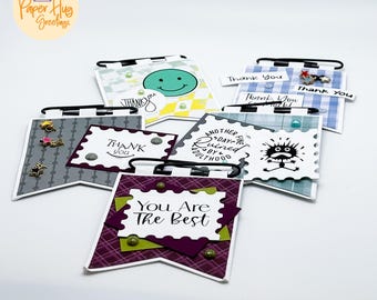 Handmade Mini Paper Clip Banner Tags: Positive Messages, Planner Decor (Set of 5)